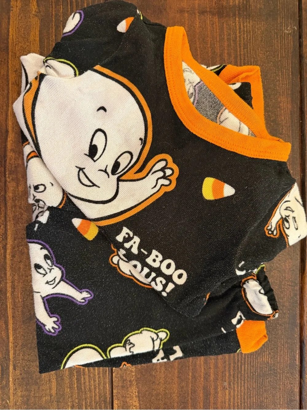 Black & Orange Halloween Ghost One-Piece for Kids